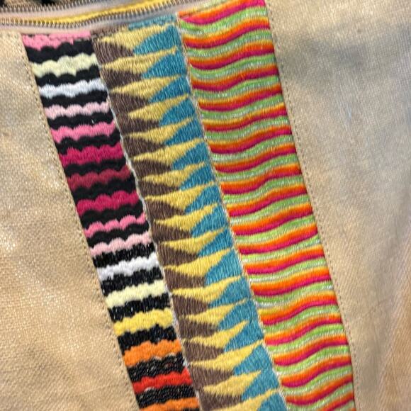 Anthropologie Jasper & Jeera gold and metallic colorful embroidered purse - Picture 2 of 4